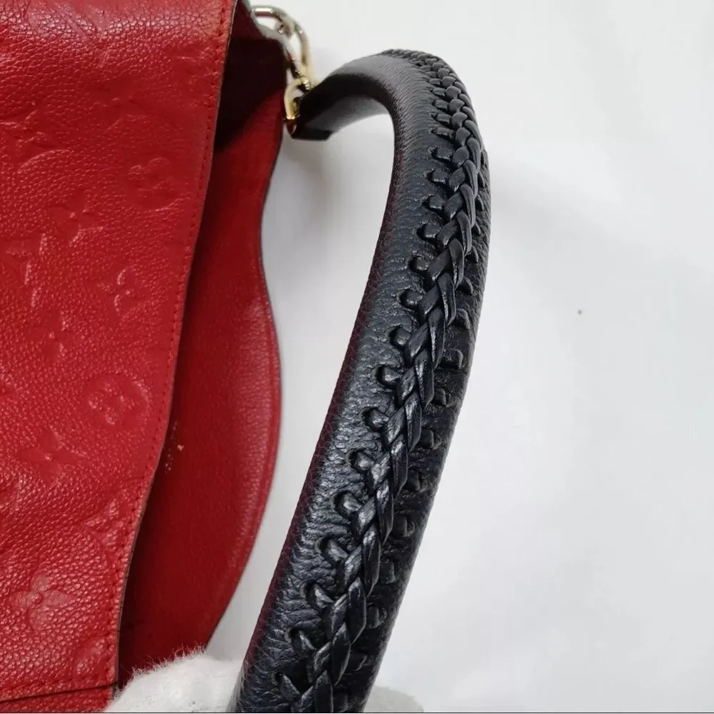 Auth Louis Vuitton Cherry Red Empreinte Monogram Leather PM Bagatelle Hobo Bag - Picture 6 of 15